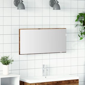 Fürdőszoba Tükörszekrény LED Fénnyel Régi Fa 80x37 cm