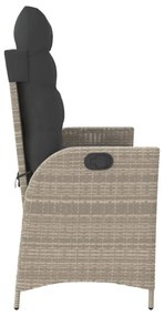 világosszürke polyrattan dönthető kerti pad párnával