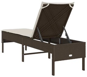 barna polyrattan napozóágy párnával 55x200x44 cm