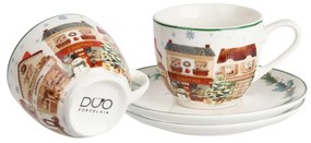 Karácsonyi Porcelán kávés csésze 2 személyes díszdobozban Christmas City 2
