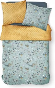 Pamut Ágyneműhuzat Zöld Virágos Paplan 2 Párna 200 X 220 CM Gombok