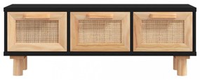 fekete szerelt fa és tömör fenyőfa dohányzóasztal 80x40x30 cm