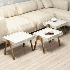 Dohányzóasztal (3 részes) Roma - Walnut, Cream