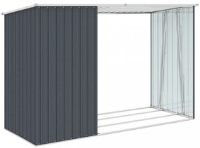 antracitszürke horganyzott acél kerti tűzifatároló 245x98x159cm
