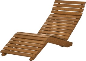 Outsunny Napozóágy, Fotel, Kerti Napozó, Pihenőszék Medence Mellett, Erkélyre, 120 kg-ig Terhelhető, Tömörfa, Teak, 66 x 170 x 77 cm | Aosom