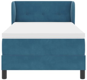 Boxspring Ágy Matraccal Sötétkék 90x190 cm Velúros