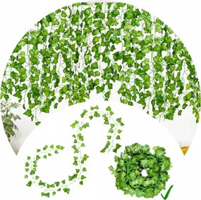 Mesterséges Borostyán Levelek Virágok Zöld Fali Erkély Girland 6 x 2m 12m