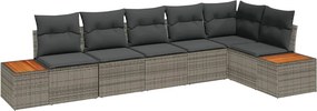 vidaXL Kerti Kanapé Szett párnával 6 pcs Szürke Poli rattan