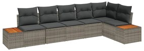 vidaXL Kerti Kanapé Szett párnával 6 pcs Szürke Poli rattan
