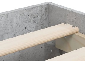 betonszürke szerelt fa ágykeret fiókokkal 120 x 200 cm
