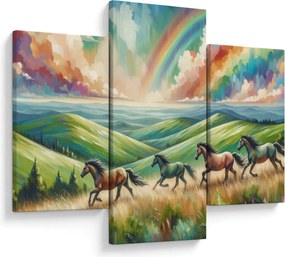 Kép – Vágtázó lovak a tájban (90x60 cm)
