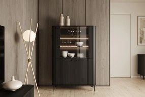 Vesper vitrin 103 cm - fekete / fekete lábak