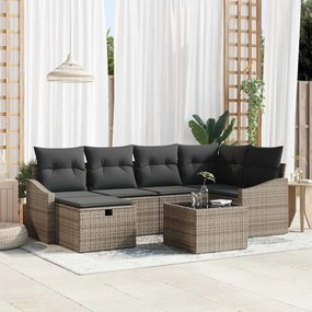 Kerti Kanapé Szett 7 pcs Szürke 55 x 62 x 69 cm Poli rattan