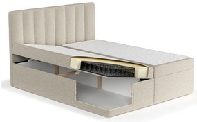 Bézs ágyneműtartós boxspring ágy 160x200 cm Novento – Maison de Rêve