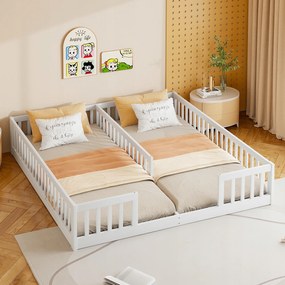 Kárpitozott ágy 90x200cm Gyerekágy Franciaágy Kerítés Fehér