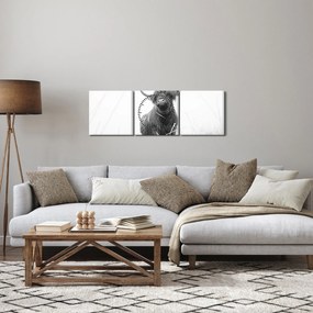 Kép - Skót tehén 4, fekete-fehér (órával) (90x30 cm)