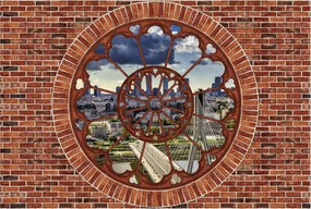 Flizelin fotótapéta Tégla fal Város keretben Híd 368x254 +ragasztó