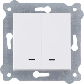 Exen Dupla váltókapcsoló Led háttérvilágítással, fehér, 203/01E