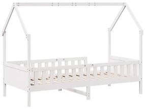 fehér tömör fenyőfa házikó gyerekágykeret 90 x 200 cm