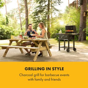 Klarstein Meat Machine, faszenes grill, 45 x 32,5 cm, hőmérő, kerekek, fekete