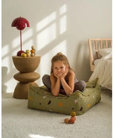 Zöld buklé-zsenília gyerek babzsákfotel Terrazzo Square – Wigiwama