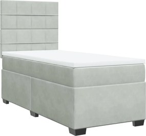vidaXL világosszürke bársony rugós ágy matraccal 90x190 cm