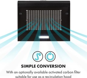Klarstein Capannina, szekrény alá beépíthető páraelszívó, 60 cm, 166 m³/ó, LED, nemesacél, fekete