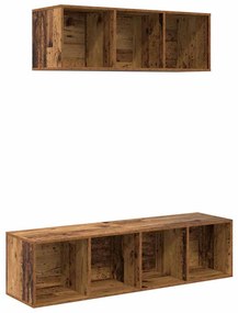 TV Szekrény Szett 2 pcs Régi fa 37 x 37 x 142.5 cm Faanyag