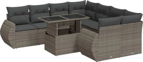 vidaXL 9 részes szürke polyrattan kerti ülőgarnitúra párnákkal