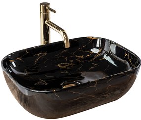 Pultos Mosdó Rea Belinda Black Marble Shiny