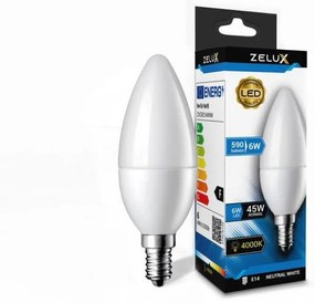 Zelux Led Candle C37 6W E14 4000K Gyertya Izzó