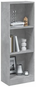 3 szintes betonszürke szerelt fa könyvszekrény 40x24x109 cm