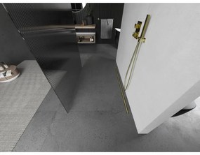 Mexen Kioto, Walk-In zuhanyparaván 100 x 200 cm, 8 mm-es üveg bordás mintával, arany matt profil, 800-100-002-55-09