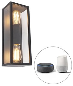 Okos fali lámpa fekete 38 cm 2-lámpás IP44 Wifivel ST64 - Charlois