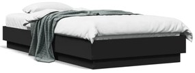 fekete ágykeret LED-világítással 75 x 190 cm