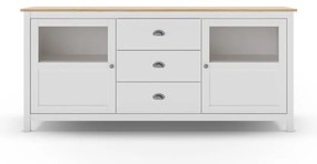 Fehér borovi fenyő alacsony komód 180x80 cm Misti – Marckeric