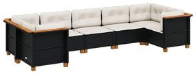 vidaXL 7 részes fekete polyrattan kerti ülőgarnitúra párnával