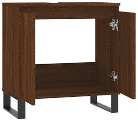 Barna tölgyszínű szerelt fa fürdőszobaszekrény 58x33x60 cm