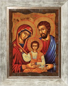 Szent Család Vallásos Kép Fehér Díszkeretben 30X40