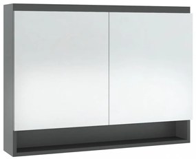 szürke MDF tükrös fürdőszobaszekrény 80 x 15 x 60 cm