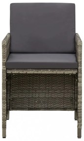 4 db szürke polyrattan kerti szék párnával