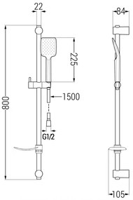 Mexen Alfa DF62 mosdó és zuhanycsaptelep zuhanygarnitúrával, fekete, 745704DF62-70