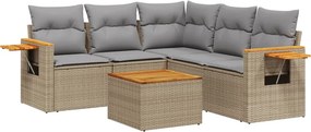 vidaXL 6 részes bézs polyrattan kerti ülőgarnitúra párnával