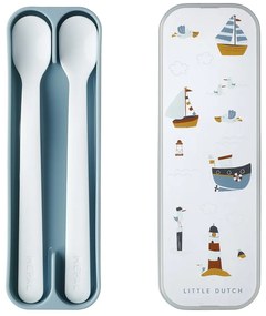 Fehér-világoskék műanyag gyerek kanál szett 2 db-os Sailors bay – Mepal