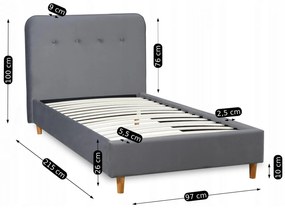 Egyszemélyes ágy 90 cm Dictador (sötétszürke) (ágyráccsal). Akció -15%. 1119048