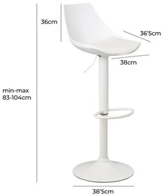 Fehér bőr utánzat állítható magasságú bárszék szett 2 db-os (ülésmagasság 56,5 cm) – Casa Selección