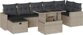 vidaXL 8 részes világosszürke polyrattan kerti ülőgarnitúra párnával