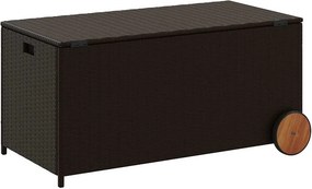 vidaXL barna polyrattan kerti tárolóláda kerekekkel 190 L