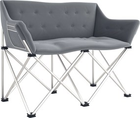 Outsunny Összecsukható Szék 2 Személyes Kemping Szék Karfával és Oldalzsebbel, Maximum 240kg Teherbírású, Könnyen Párnázott Horgász Szék, Kerti Szék k