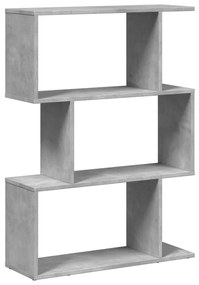 3 szintes betonszürke fa térelválasztó könyvespolc 70x24x97 cm